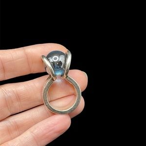 Mid century modern sterling ball ring